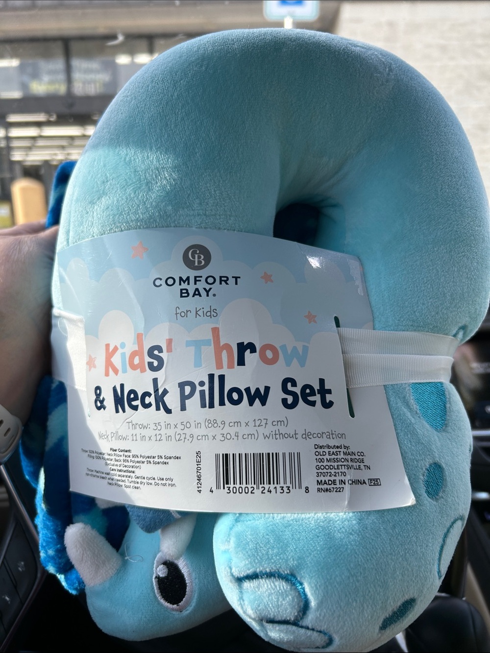 Comfort Bay Blue Kids' Throw & Neck Pillow Set